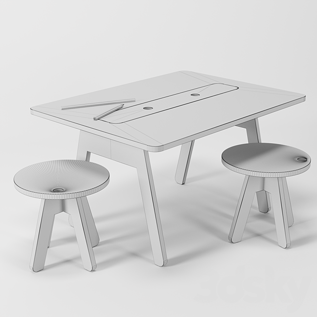 Kutikai Peekaboo Desk and Chairs 3DSMax File - thumbnail 2