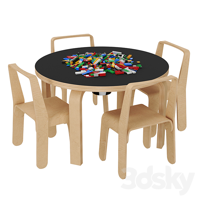 Look Me children table and chair 3ds Max - thumbnail 1