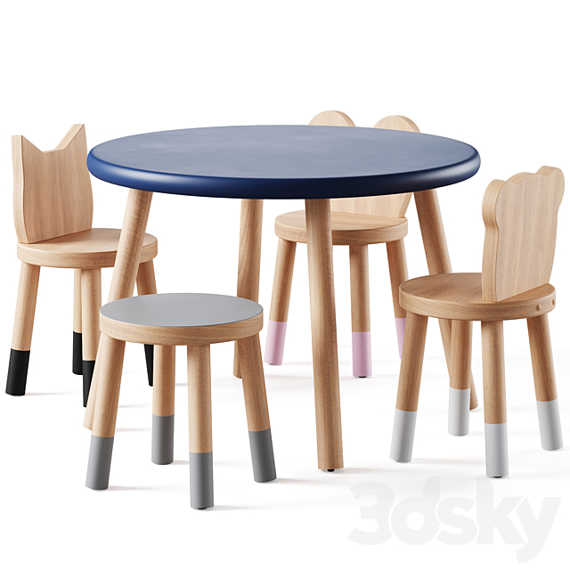 Nico & Yeye Round Kids Table and Chairs by Pottery Barn 3DSMax File - thumbnail 1