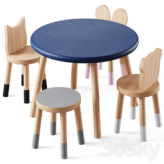 Nico & Yeye Round Kids Table and Chairs by Pottery Barn 3DSMax File - thumbnail 4