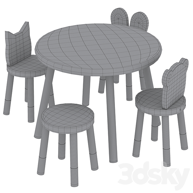 Nico & Yeye Round Kids Table and Chairs by Pottery Barn 3DSMax File - thumbnail 5