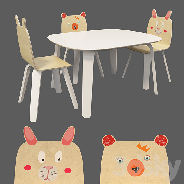 Oeuf Birke childrens furniture set 3DSMax File - thumbnail 1