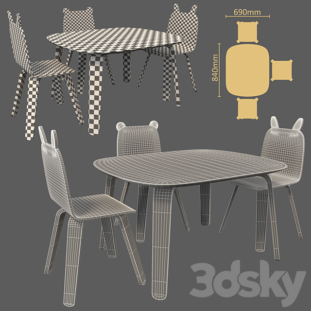 Oeuf Birke childrens furniture set 3DSMax File - thumbnail 3