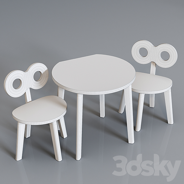 Ooh-Noo Childrens table and high chair 3DS Max Model - thumbnail 2