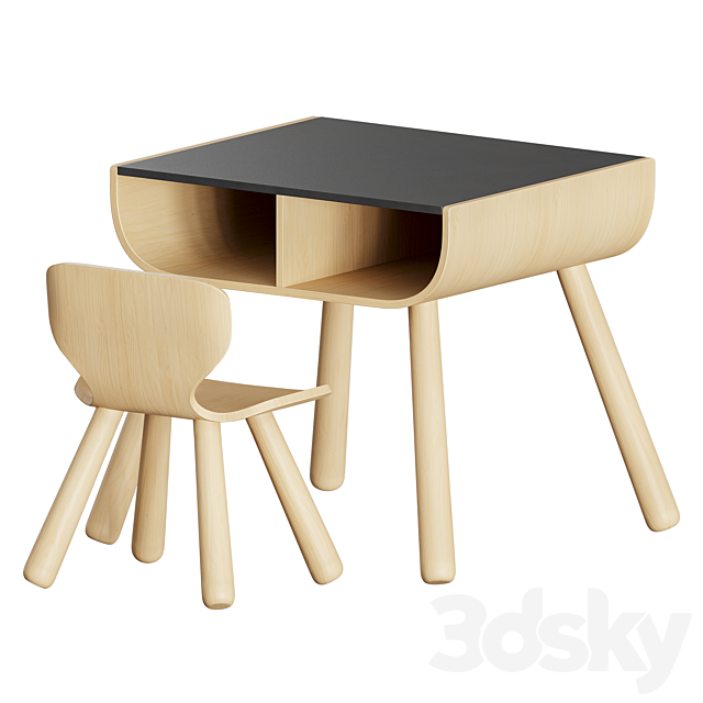 Plan Toys Black Table and Chair 3DSMax File - thumbnail 1