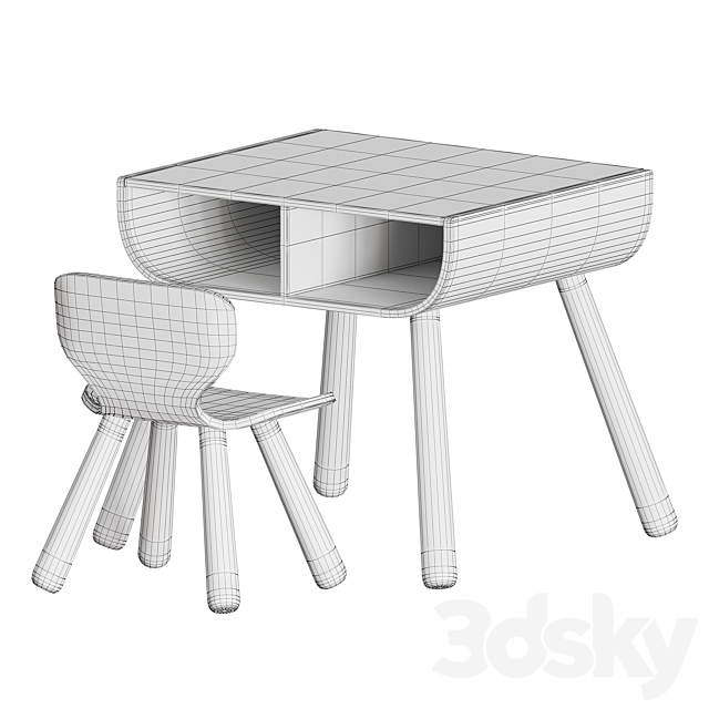 Plan Toys Black Table and Chair 3DSMax File - thumbnail 6