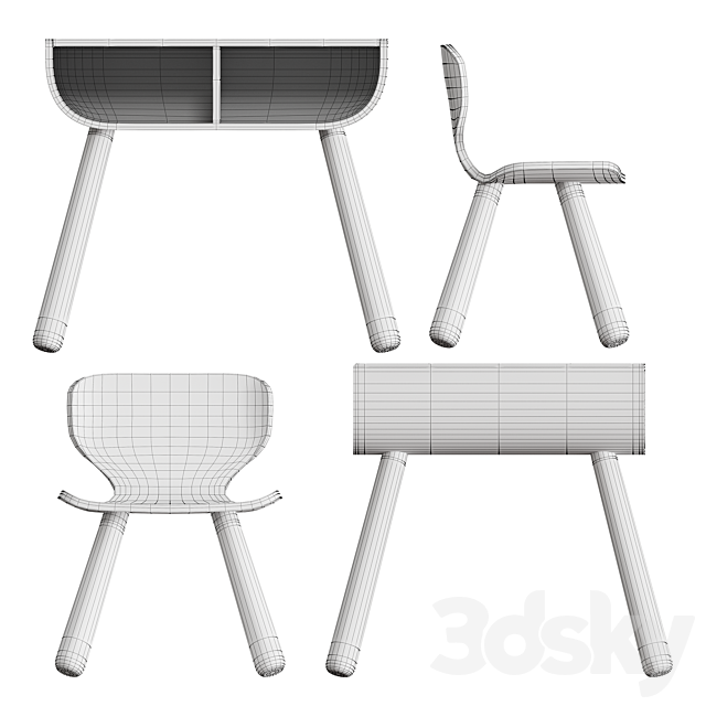 Plan Toys Black Table and Chair 3DSMax File - thumbnail 7