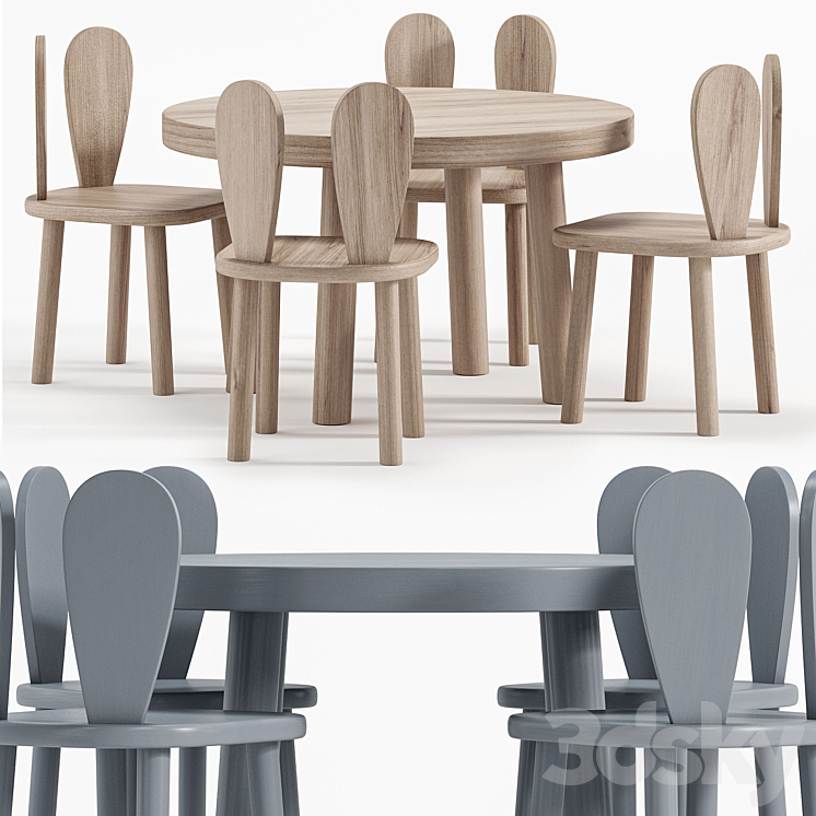 Rabbit Chair Wooden Kids Table By Etsy 3DS Max Model - thumbnail 1