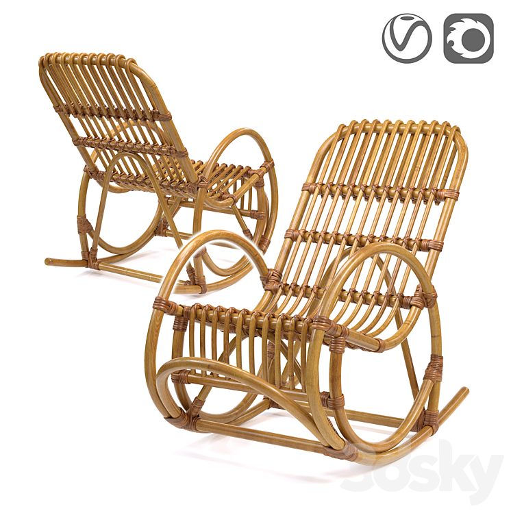 Rocking-chair children's from a rattan Malu 3DS Max - thumbnail 1