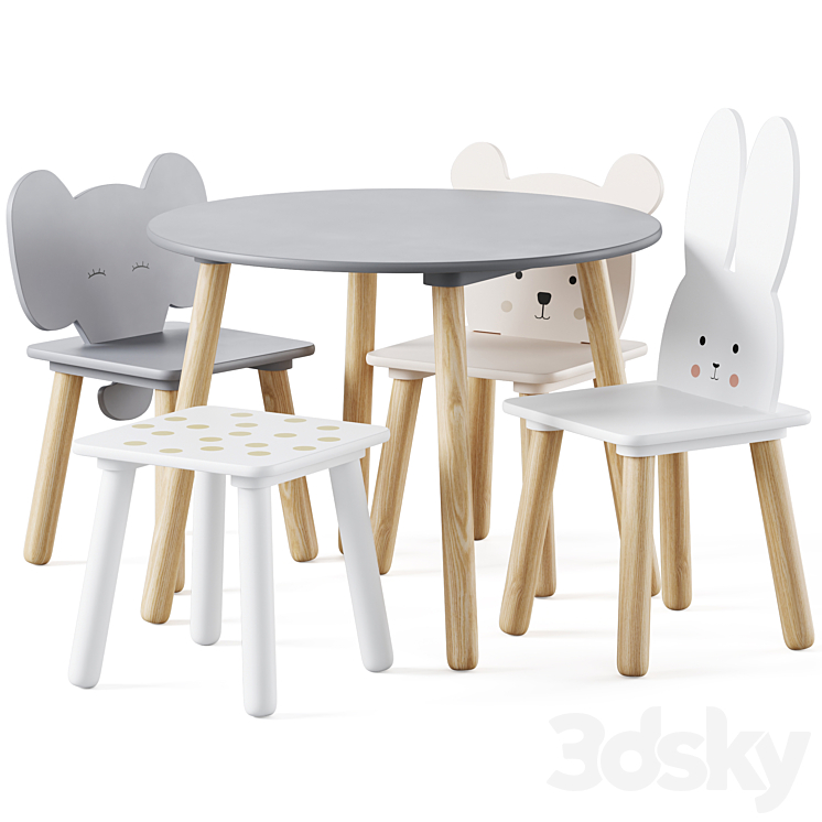 Table and Animal Kids Chair by jabadabado 3DS Max Model - thumbnail 1