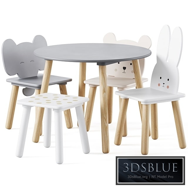 Table and Animal Kids Chair by jabadabado 3DS Max - thumbnail 3