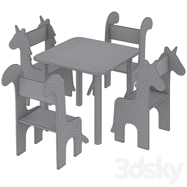 Table & Children’s Animal Chairs by THE HOME DECO FACTORY 3DS Max Model - thumbnail 6