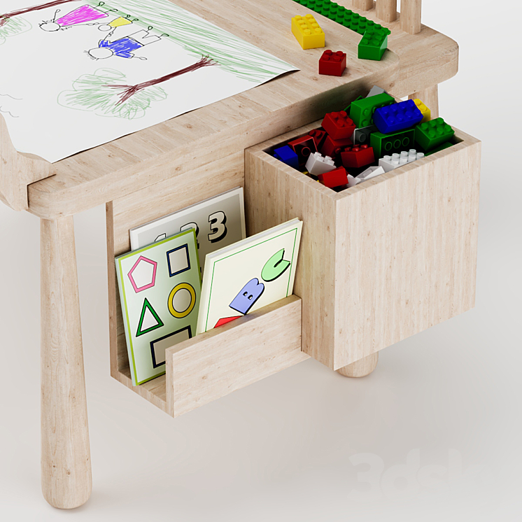 Wood & Tidy Activity Table 3DS Max - thumbnail 2