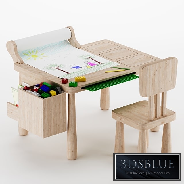 Wood & Tidy Activity Table 3DS Max - thumbnail 3