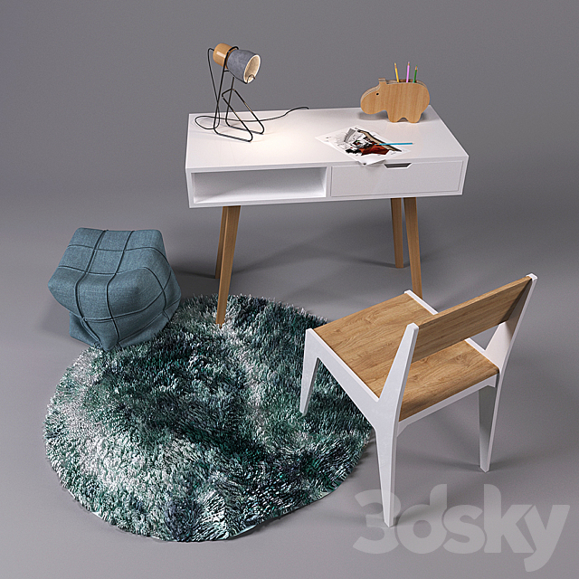 Work desk with decor 3ds Max - thumbnail 2