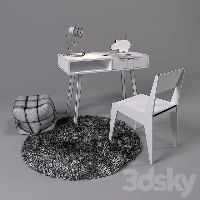 Work desk with decor 3ds Max - thumbnail 3