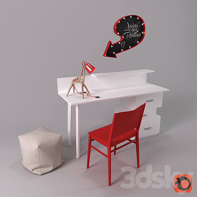 Writing desk and decor 3DSMax File - thumbnail 1