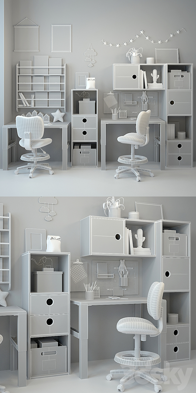 Writing desk and decor for a nursery 2 3DSMax File - thumbnail 3