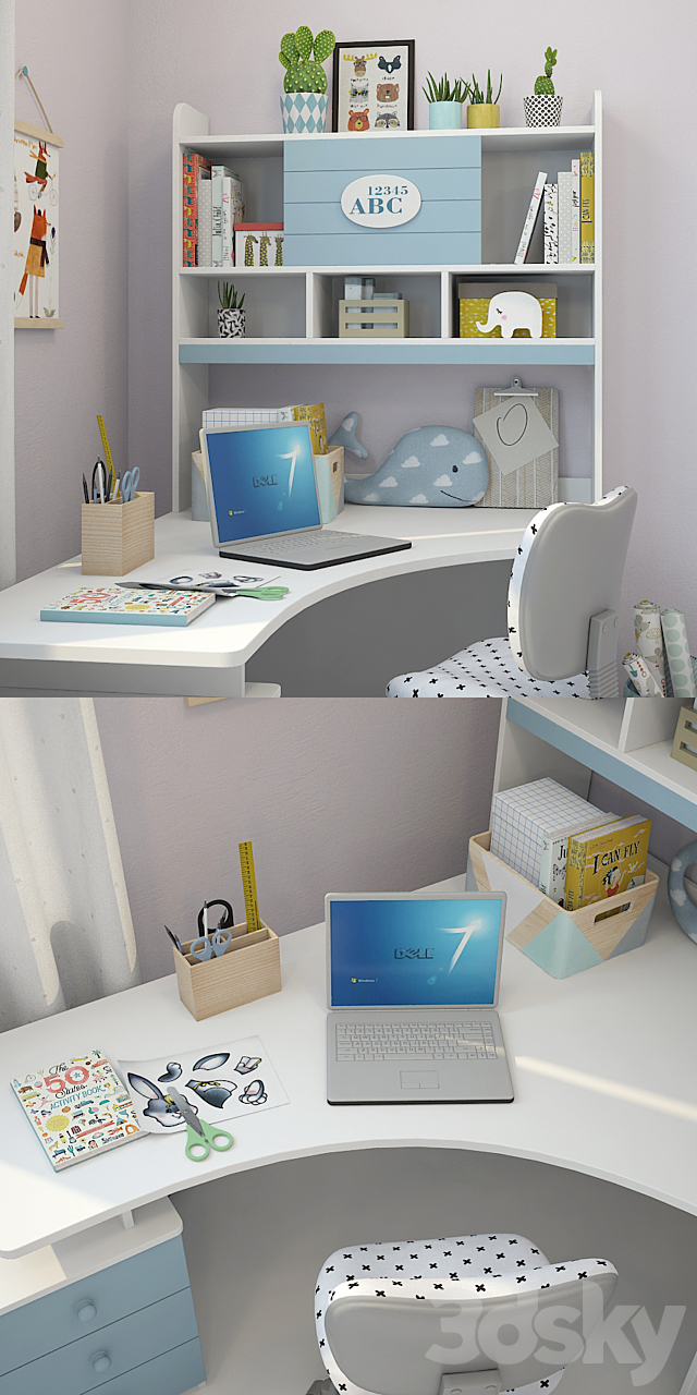 Writing desk and decor for a nursery 3 3DSMax File - thumbnail 2