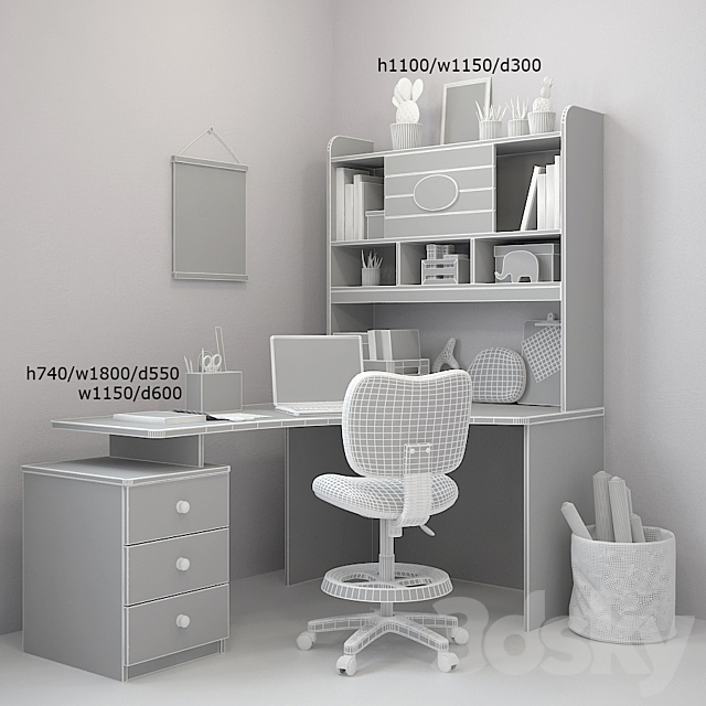 Writing desk and decor for a nursery 3 3DSMax File - thumbnail 3