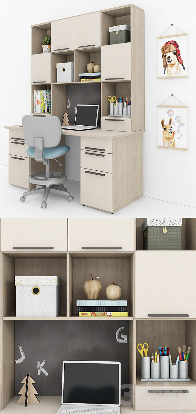 Writing desk and decor for a nursery 9 3DS Max Model - thumbnail 2