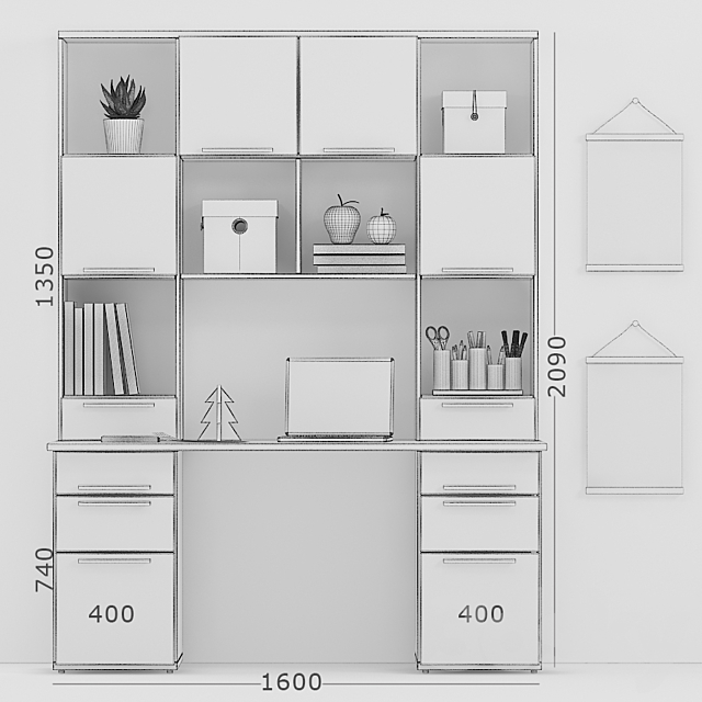 Writing desk and decor for a nursery 9 3DS Max Model - thumbnail 3