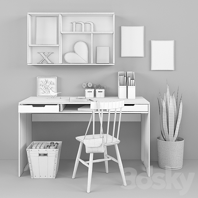 Writing-table and decor for a child 13 3DSMax File - thumbnail 3