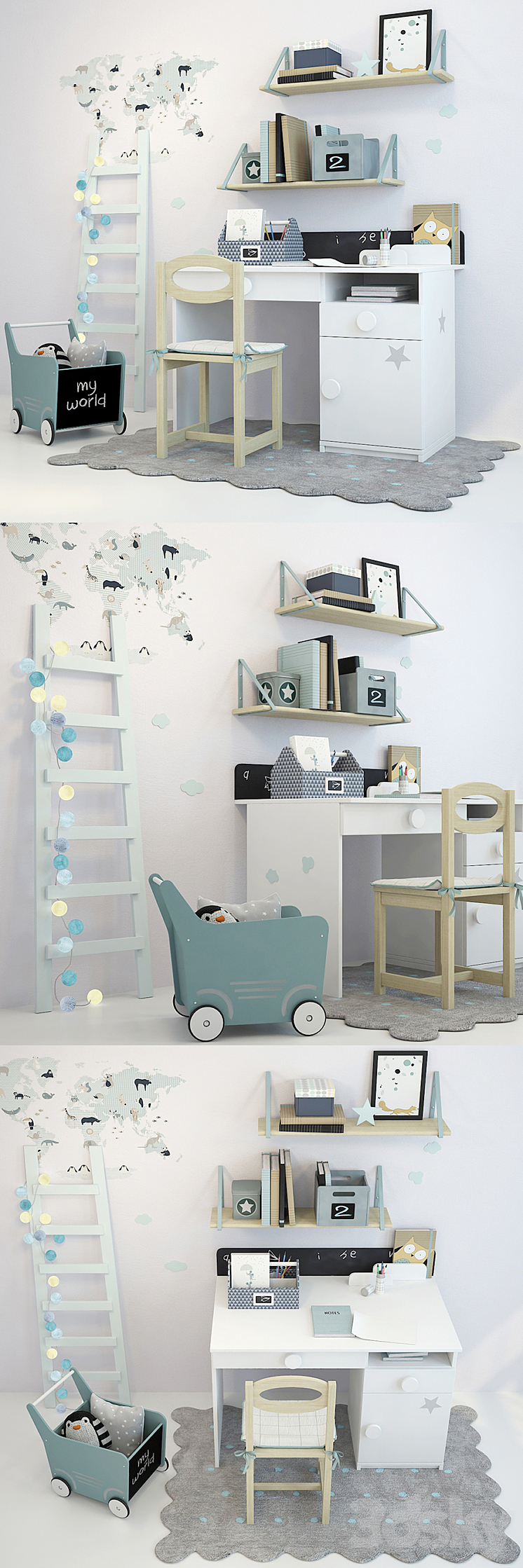 Writing-table and decor for a nursery 1 3DS Max - thumbnail 2