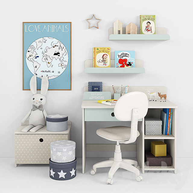 Writing-table and decor for a nursery 12 3DSMax File - thumbnail 1