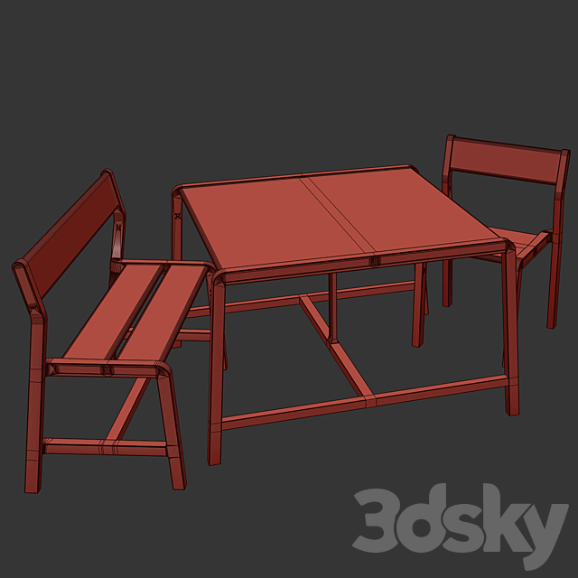 YPPERLIG Children bench (IKEA) 3DS Max Model - thumbnail 4