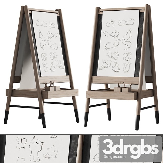 390 Cb2 Wooden Kids Art Easel By Crate Kids 01 3dsmax Download - thumbnail 1