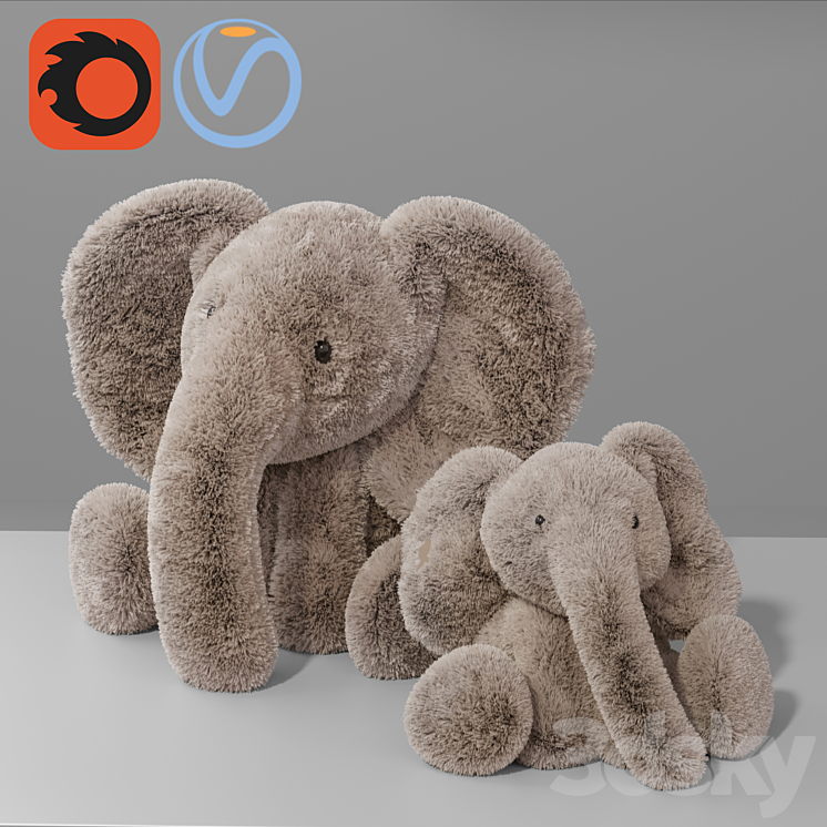 Baby Elephant Plush Toy for Kid 3DS Max - thumbnail 1