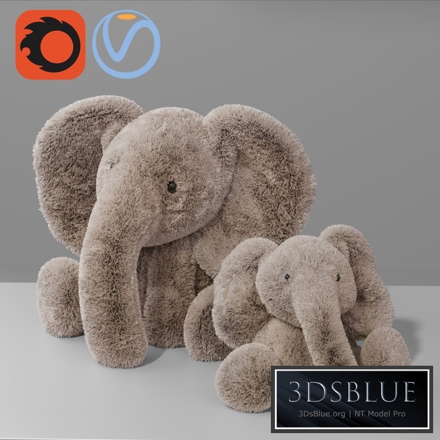 Baby Elephant Plush Toy for Kid 3DS Max - thumbnail 3