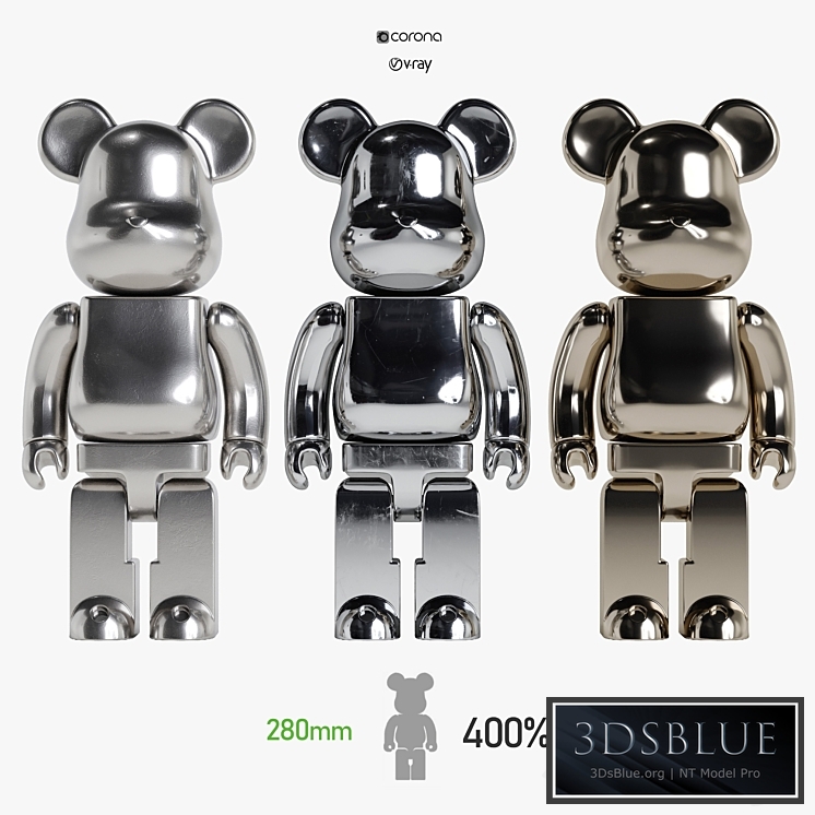 Bearbrick \/ 3Metal 3DS Max - thumbnail 3