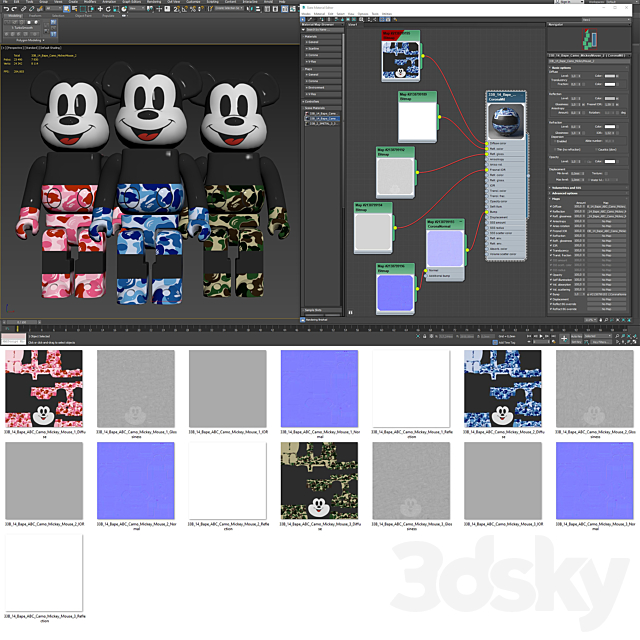 Bearbrick _ Bape ABC Camo _ Mickey Mouse 3DSMax File - thumbnail 7