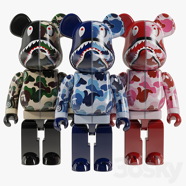 Bearbrick _ Bape ABC Camo Shark 3DSMax File - thumbnail 1