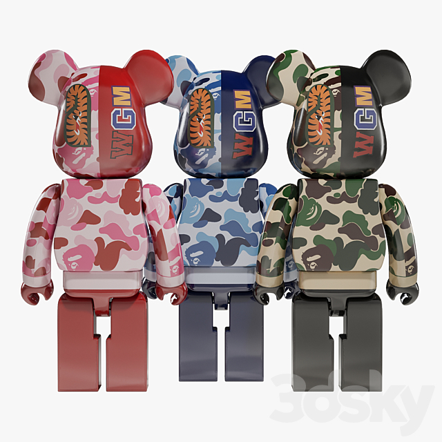 Bearbrick _ Bape ABC Camo Shark 3DSMax File - thumbnail 4