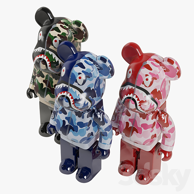 Bearbrick _ Bape ABC Camo Shark 3DSMax File - thumbnail 6