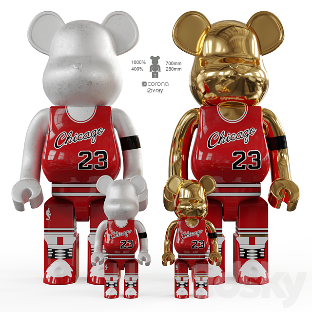 Bearbrick _ basketball 23 Chicago Bulls 3DSMax File - thumbnail 1