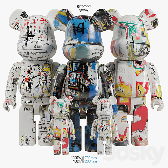 Bearbrick _ Basquiat ART 3DSMax File - thumbnail 1