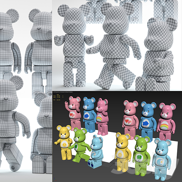 Bearbrick _ Care bear _ Set 3DSMax File - thumbnail 5