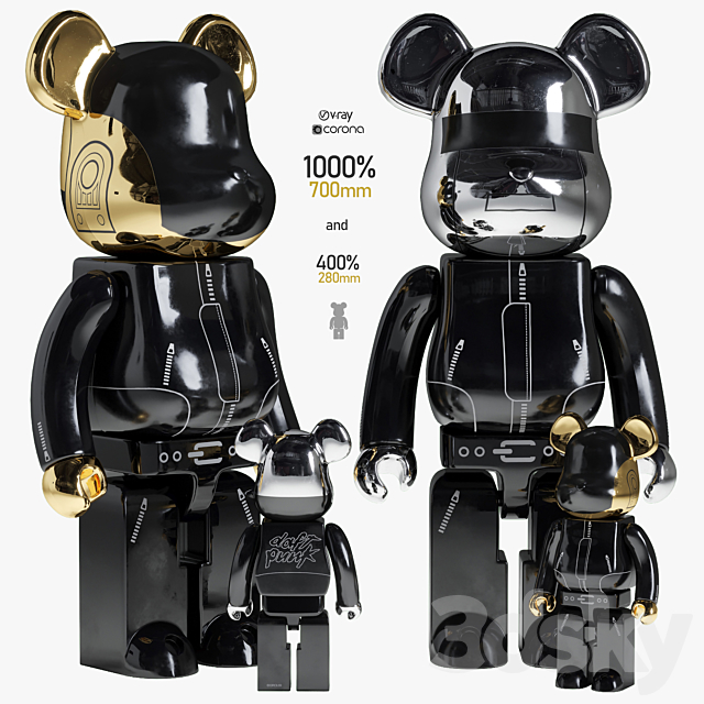 Bearbrick _ Daft_Punk _ Alive 3DSMax File - thumbnail 1