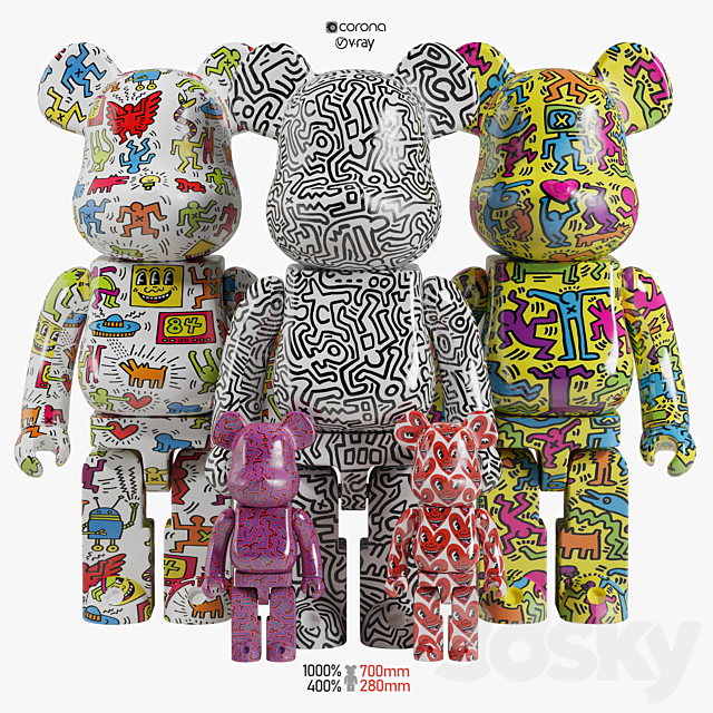 Bearbrick _ Keith Haring 3DSMax File - thumbnail 1