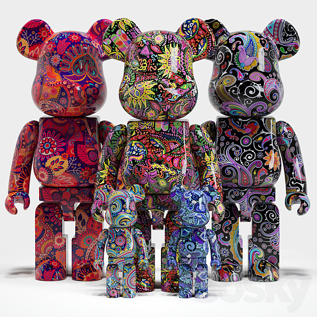 Bearbrick _ Psychedelic Paisley 3DSMax File - thumbnail 1