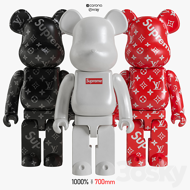 Bearbrick _ Supreme _ Set 3DSMax File - thumbnail 2