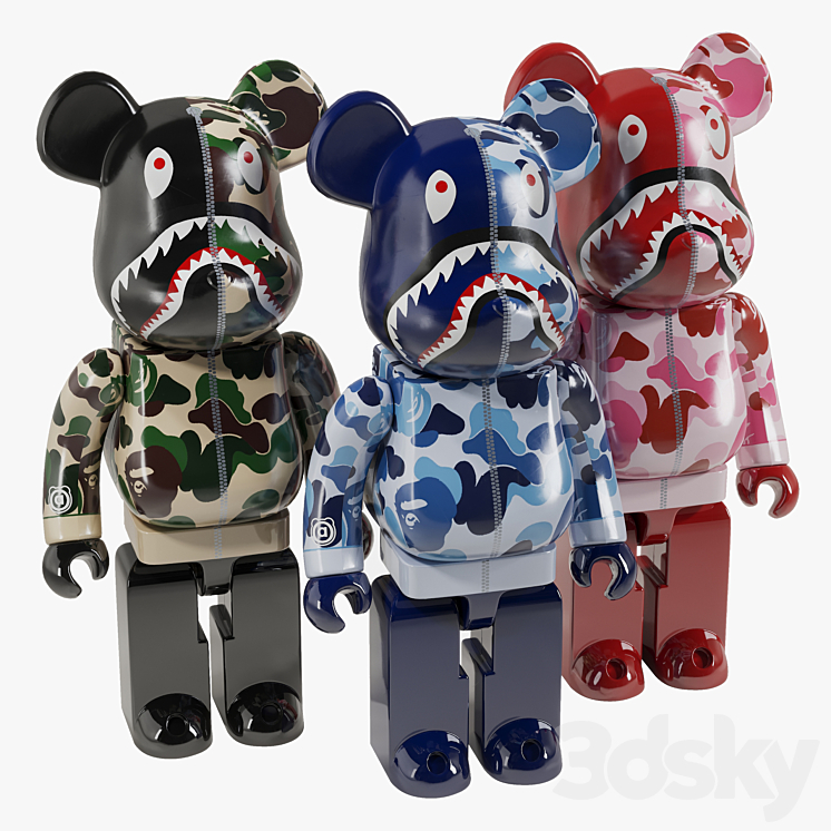 Bearbrick \/ Bape ABC Camo Shark 3DS Max - thumbnail 2