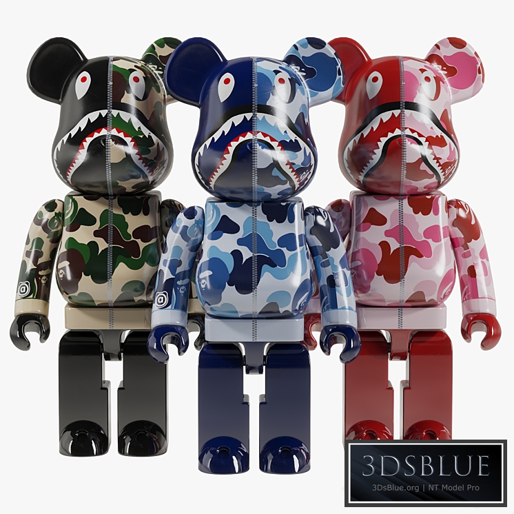 Bearbrick \/ Bape ABC Camo Shark 3DS Max - thumbnail 3