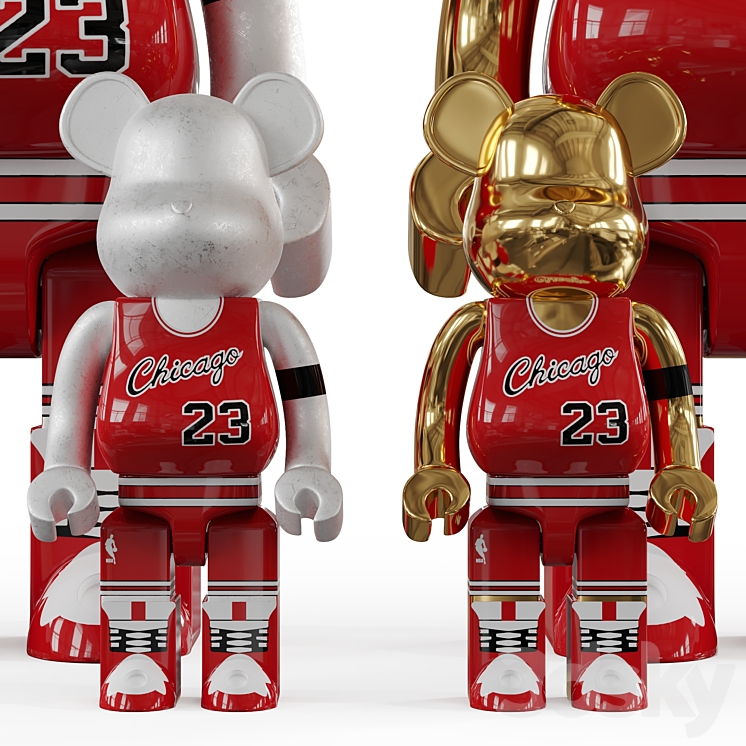 Bearbrick \/ basketball 23 Chicago Bulls 3DS Max - thumbnail 2