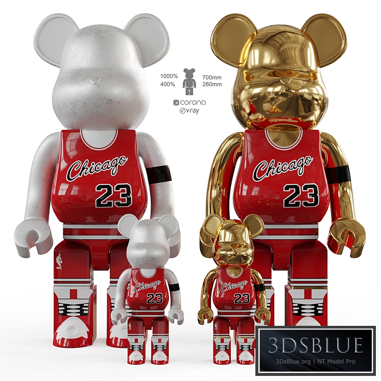 Bearbrick \/ basketball 23 Chicago Bulls 3DS Max - thumbnail 3