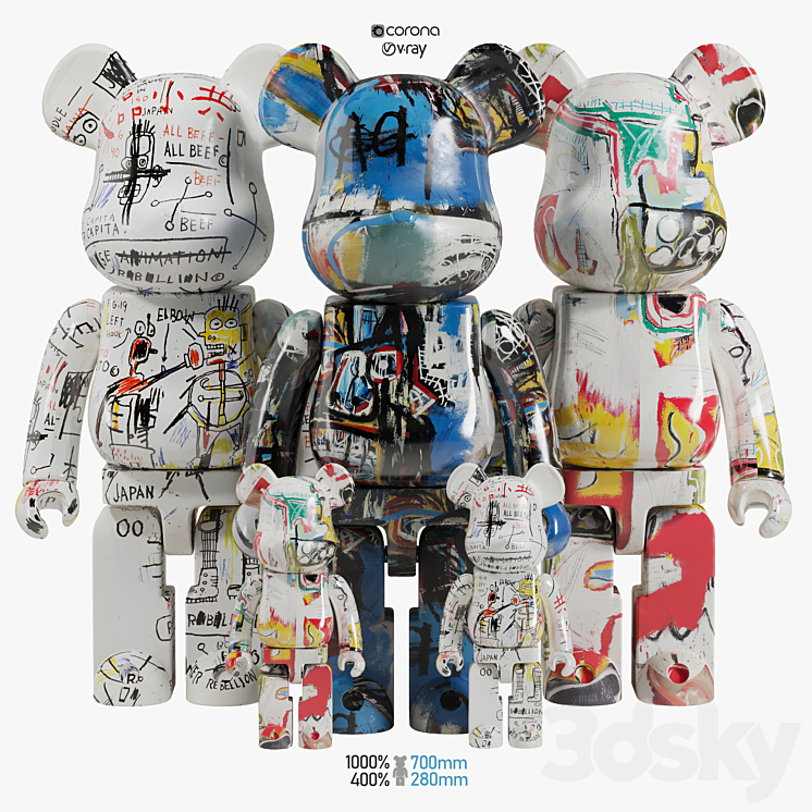 Bearbrick \/ Basquiat ART 3DS Max - thumbnail 1